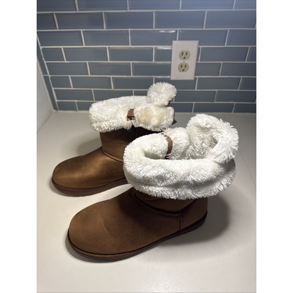 Jessica Cline Boots PACER Women's 10 Tan Faux Suede White Shearling